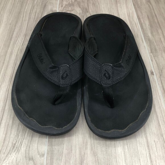 Olukai Flip Flops Mens EU 42 Ohana Black Slip On Thong Sandals - Picture 10 of 12